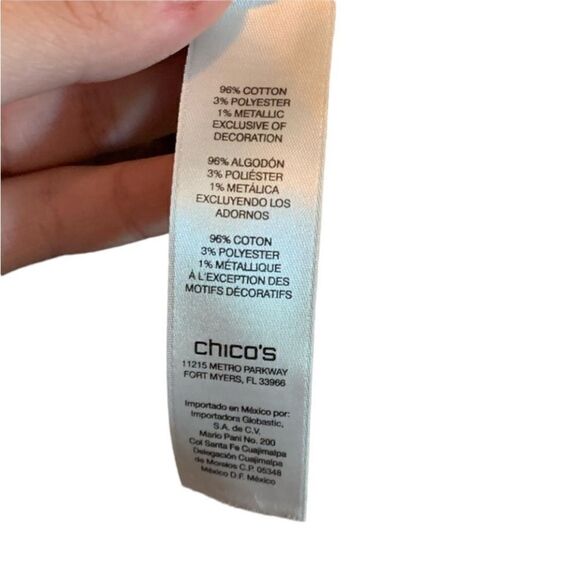 Chico’s metallic asymmetric knit sweater.‎ - Picture 5 of 12